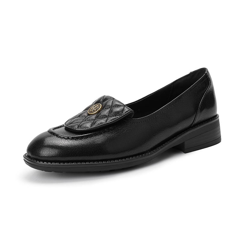 HONGYANGLIN Cow Leather Loafers Women's Black