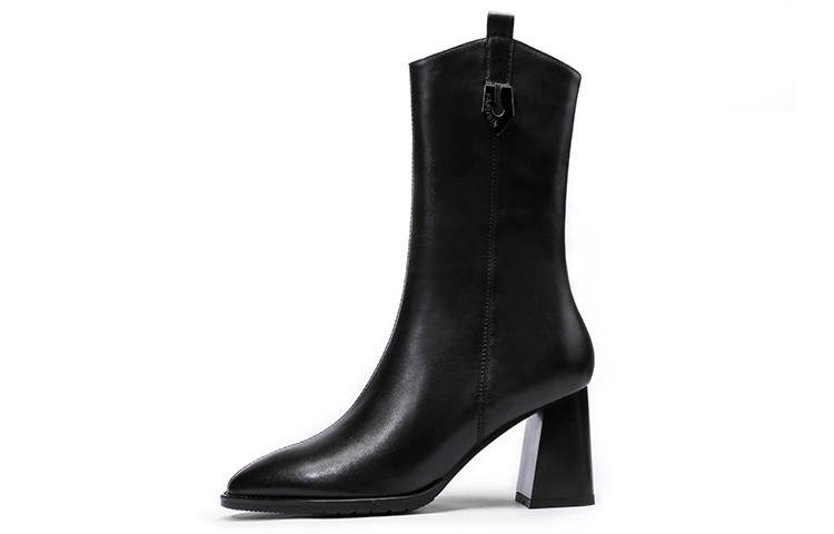 Rosa Bianca Top Grain Cow Leather Mid Calf Boots 7.5cm Women's