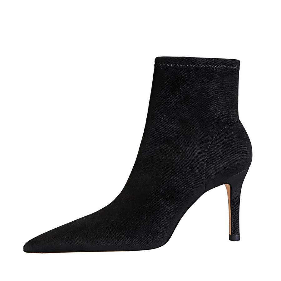 DUNNU Pu Ankle Boots 7.5cm Women's Black