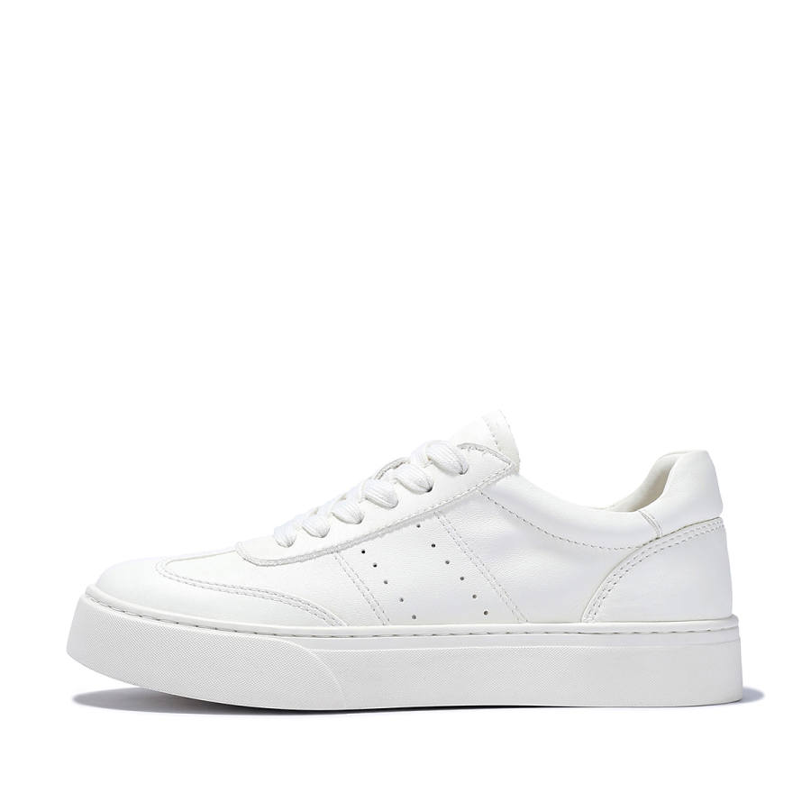 BELLALILY Top Grain Cow Leather Low top Skateboard Shoes Women's White