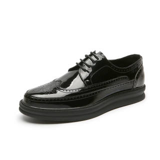 YIMINU Casual Leather Shoes Men's Low Top Black/White/Dark Gray