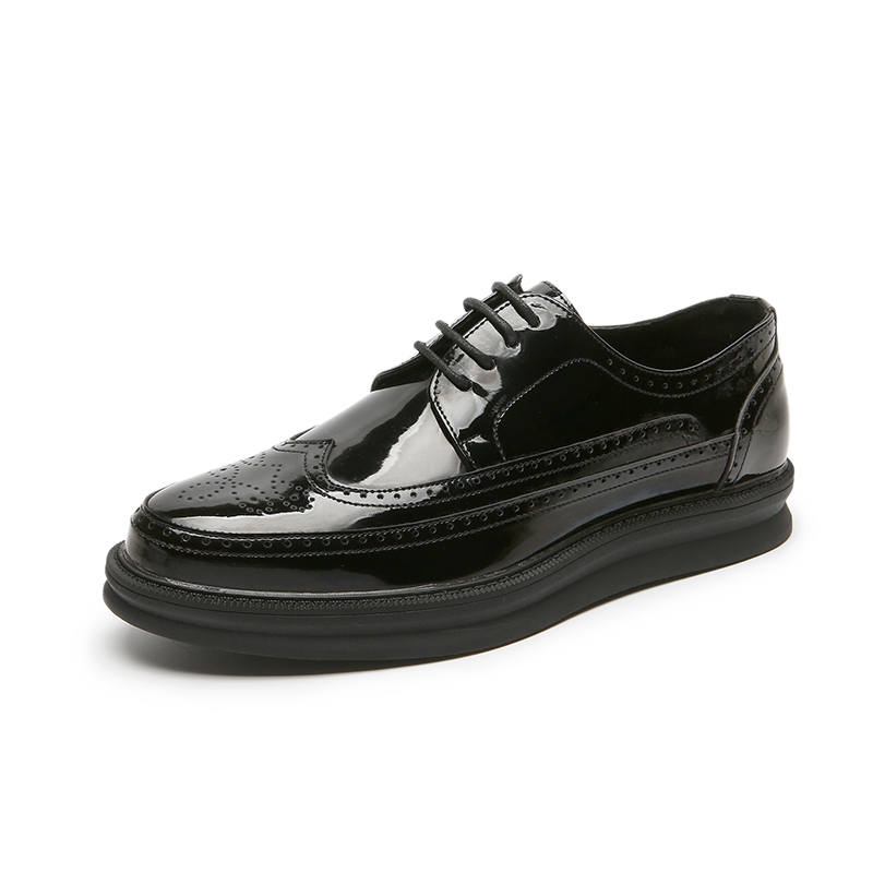 YIMINU Casual Leather Shoes Men's Low Top Black/White/Dark Gray