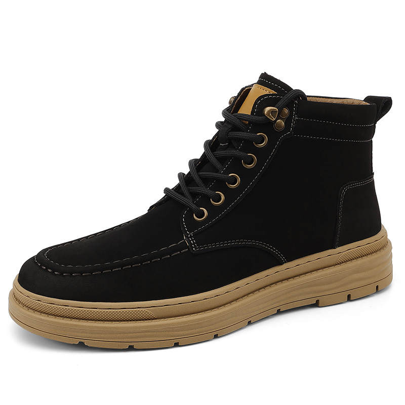 DILIKAN DILIKAN Cow Split Leather Short Combat Boots Men's