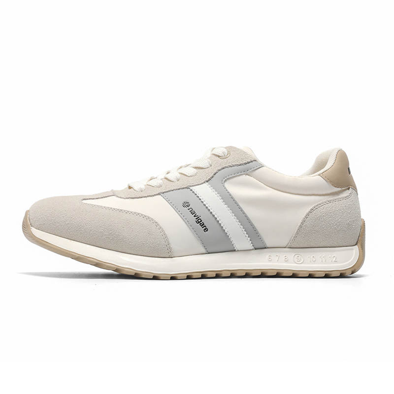 NAVIGARE Microfiber Leather Low top Casual Shoes Men's White Gray