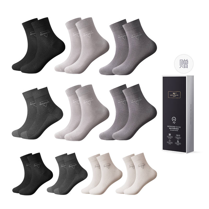 SEPTWOLVES SEPTWOLVES Crew Socks Men's Box 10 Pack Mixed Color