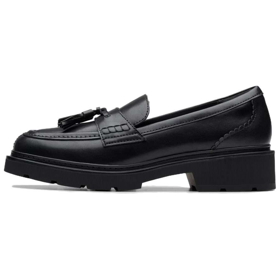 Clarks Lauryl Tassel Loafers 4.5cm Women's Black
