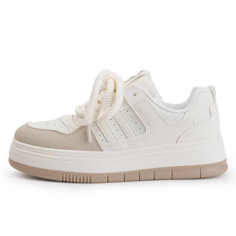 ZHANGXIAOJIE Artificial Leather Abrasion Resistant Slip Resistant Low top Casual Shoes Women's Beige Brown