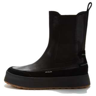 UNO FLATU Top Grain Cow Leather Chelsea Boots Women's Starry Black