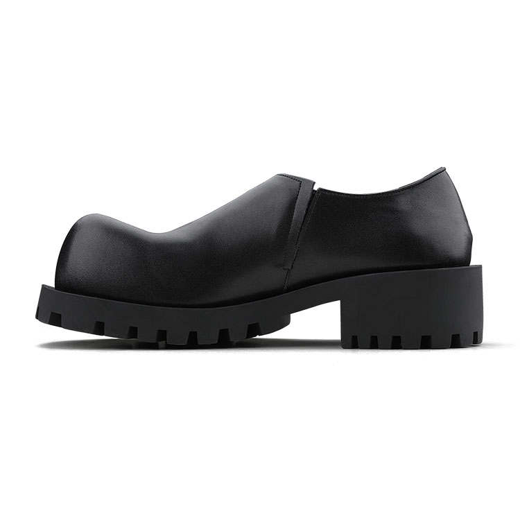 HANQIAORIJI Black Blood Collection Cow Split Leather Loafers Men's Black