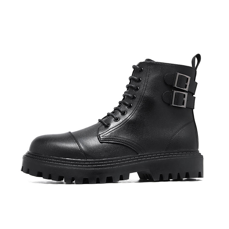 CHILANG CHILANG Microfiber Leather Combat Boots Men's Black