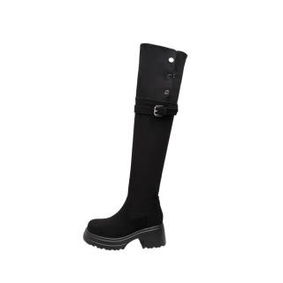 BOJUEMAO Cow Split Leather Over the knee Boots Women's