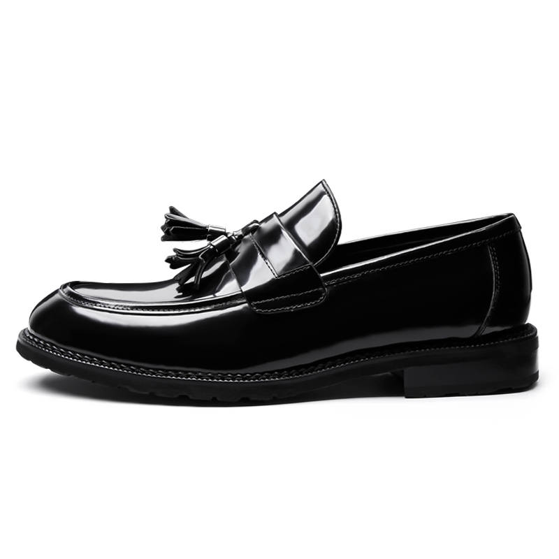 PALMPOLO Top Grain Cow Leather Casual Shoes Men's Black