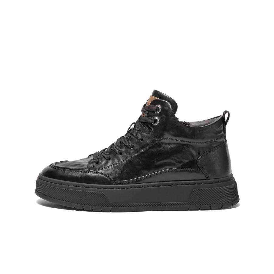 BELLE Cow Leather Abrasion Resistant Abrasion Resistant Low top Skateboard Shoes Men's Black