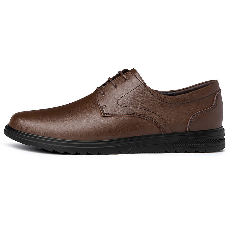 YINGLUNQISHI Top Grain Cow Leather Casual Shoes Men's Brown