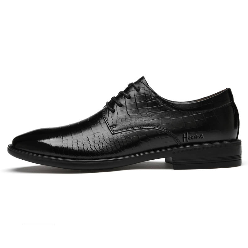 HAOXING Top Grain Cow Leather Dress Shoes Men's Black