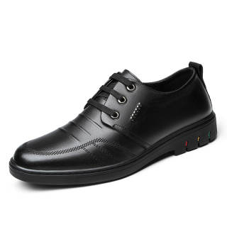 CITONGXIANSHENG Cow Split Leather Casual Shoes Men's Black