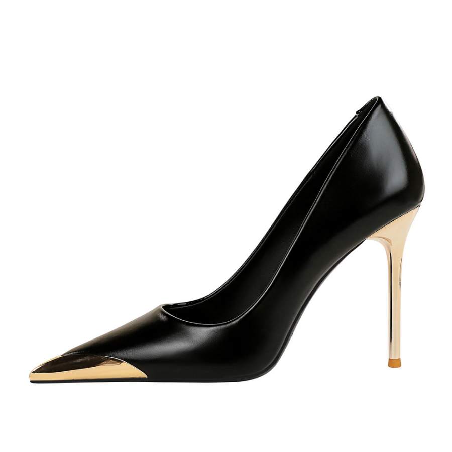 DUNNU Leather Slim Heel High Heels 9.5cm Women's