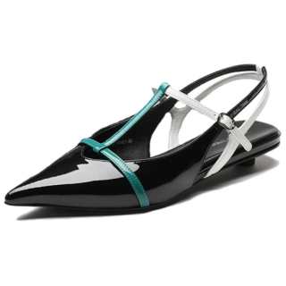BREAD TREE Leafy Green Patent Leather Casual Shoes 2cm Women's Raven Feather Black