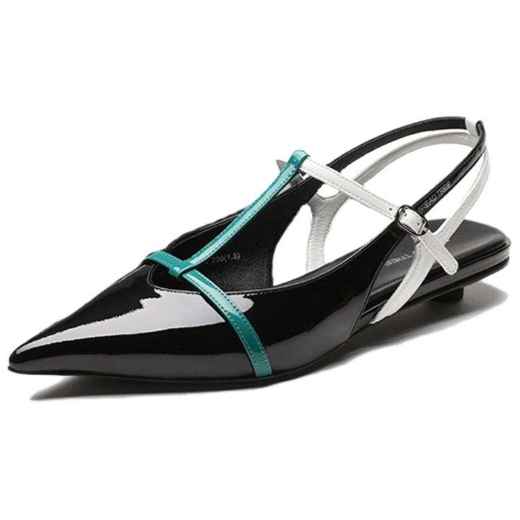 BREAD TREE Leafy Green Patent Leather Casual Shoes 2cm Women's Raven Feather Black