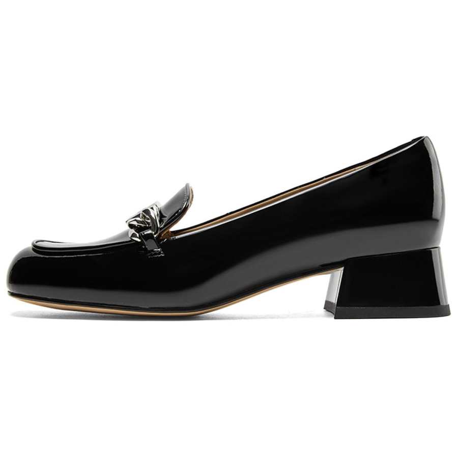 NINE WEST Cow Leather Loafers 3.7cm Women's Black