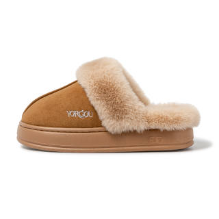 YUANGANG Fashion Casual Comfortable Fleece Lined Thermal Soft Plush Home Couple Closed Toe Slippers Unisex