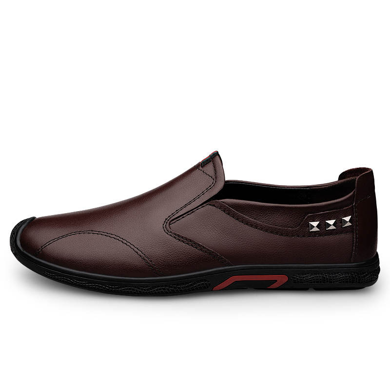 YINGLUNQISHI Top Grain Cow Leather Casual Shoes Men's Brown