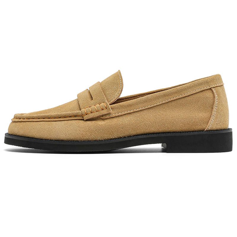 WEISHIBANGWEI Cow Suede Loafers Men's Beige Khaki