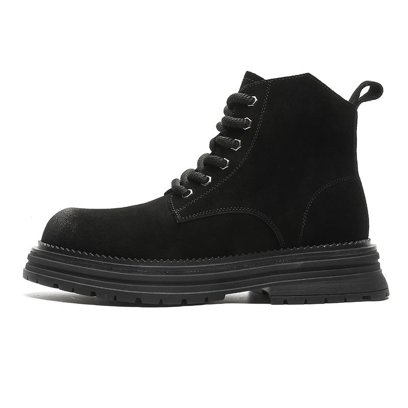 LUOMENG LUOMENG Cow Suede Short Combat Boots Men's Black