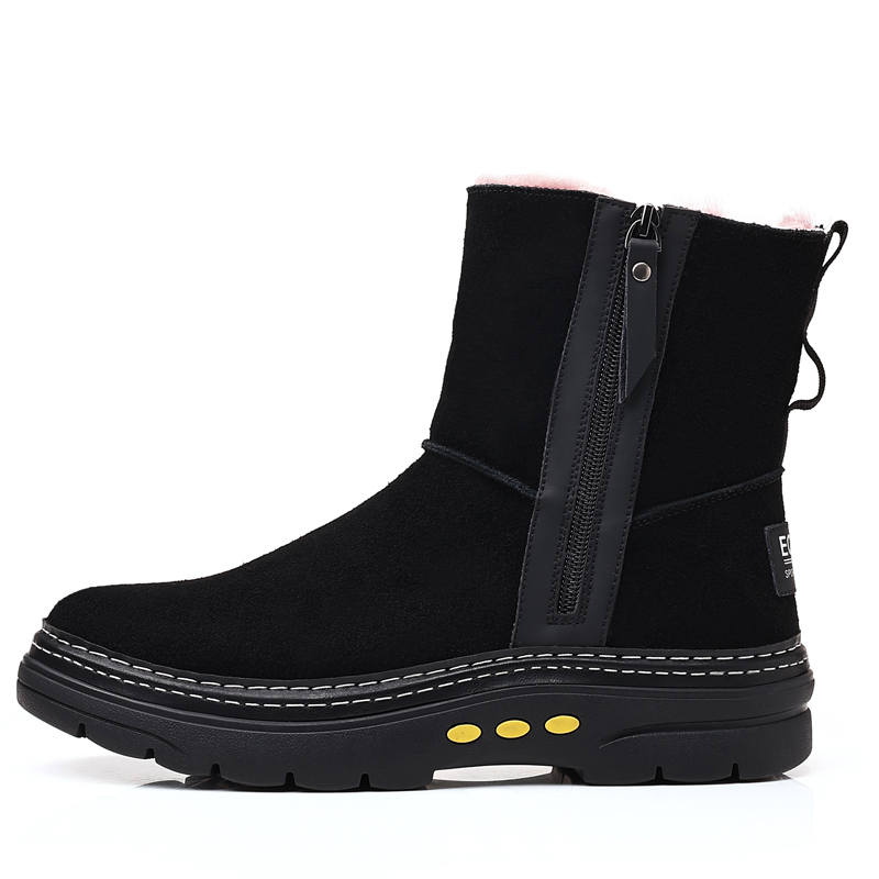 KAQIAODI Cow Suede Snow Boots Men's Black