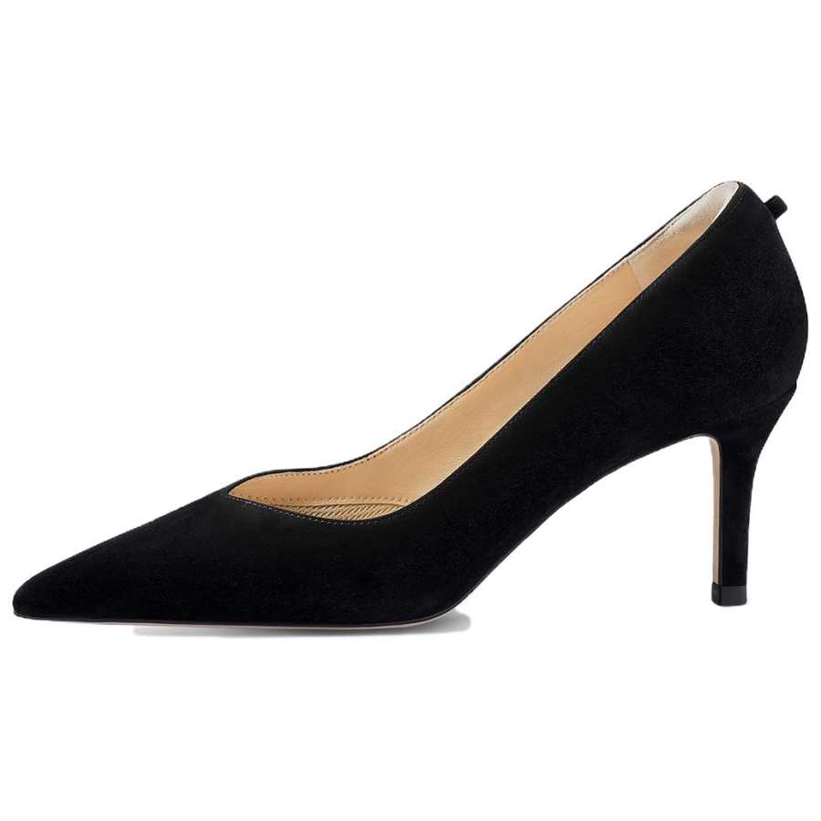 7or9 Black Pine Mushroom Sheep Suede High Heels Women's Black