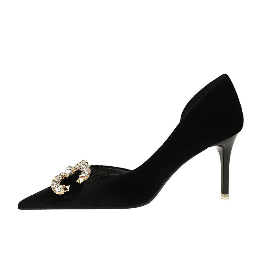QITUMAUL Suede Slim Heel High Heels 7cm Women's