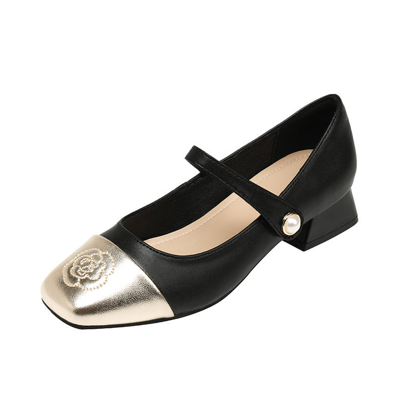 JIUXINGDAO Mary Jane Shoes Women's Apricot, Khaki
