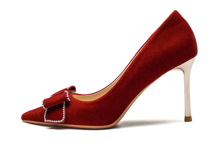 Ainer-cat Ainer cat Suede Slim Heel High Heels 6CM Women's Red