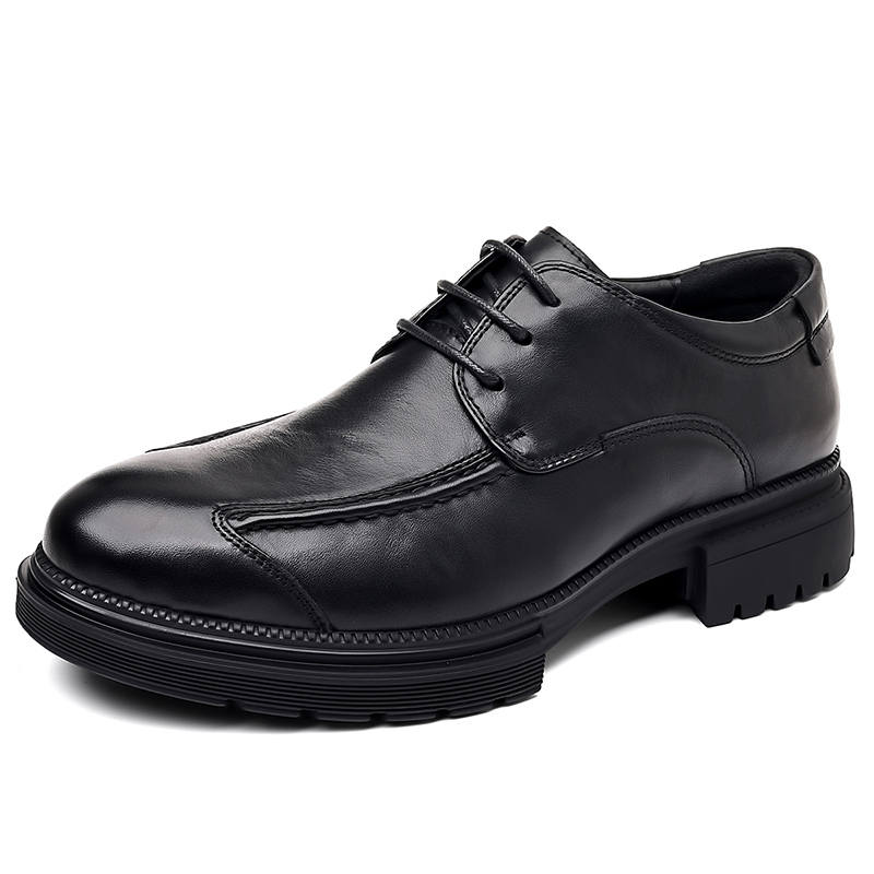 JANECO Top Grain Cow Leather Casual Shoes Men's Black