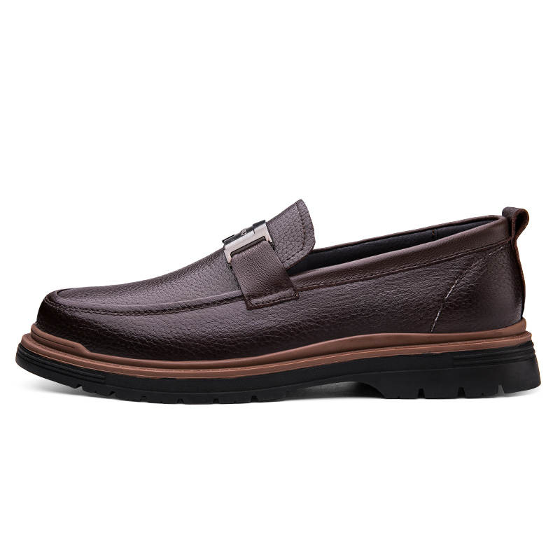 CKVUSAMG Top Grain Cow Leather Casual Shoes Men's Brown