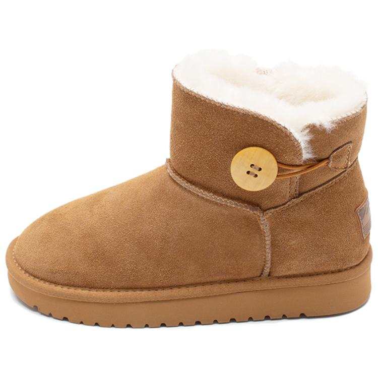 AGSDON Cow Suede Thermal Abrasion Resistant Round Tip Fleece Lined Minimalist Style Versatile Buckle 12.5cm
