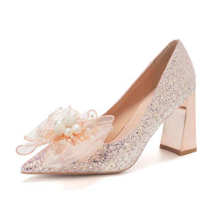 WECKER Chunky Heel High Heels Women's Pink
