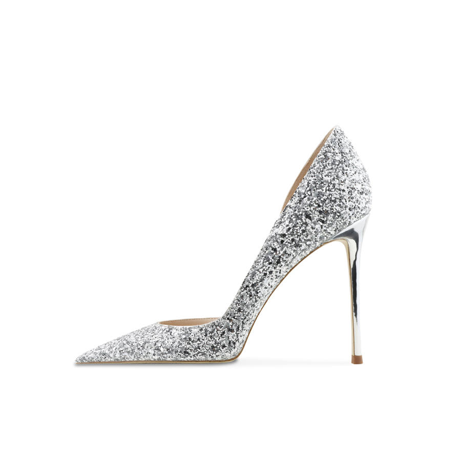 Ganxiaojie Slim Heel High Heels Women's Silver