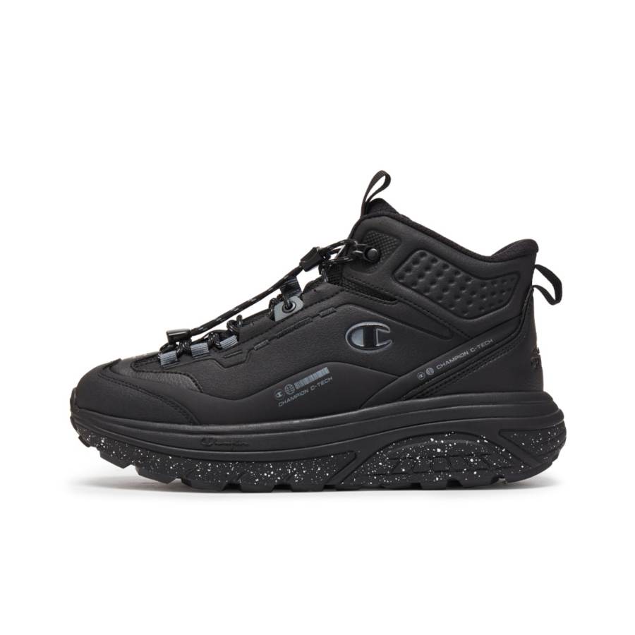 Champion Synthetic Leather, Textile Abrasion Resistant Slip Resistant Mid top Running Shoes Men's Black/Tidal Gray