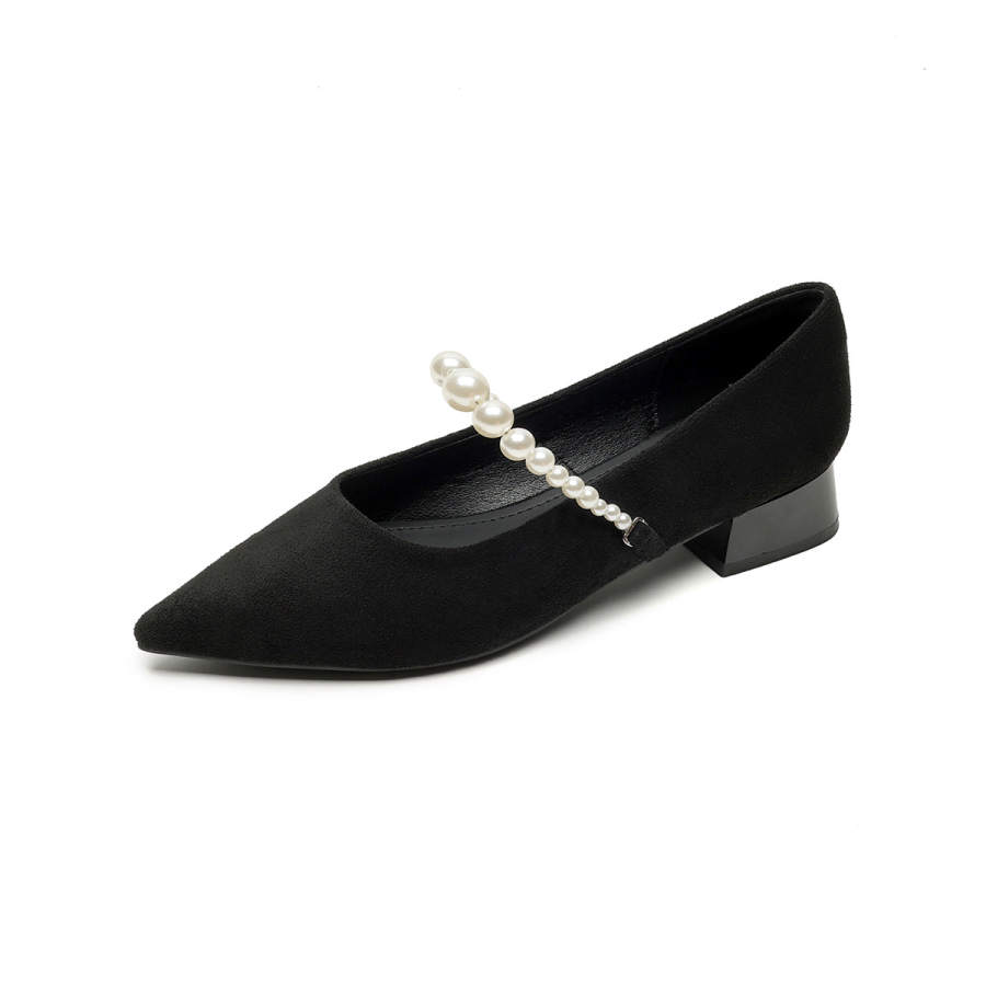 QITUMAUL Suede Chunky Heel Mary Jane Shoes Women's