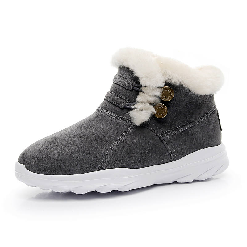 GUOLUOFEI Cow Suede Platform Thickened And Fleece Lined, Slip Resistant Thermal Mid top Casual Shoes Women's