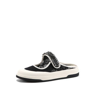 SELAIYA Fabric Closed Toe Slippers 3.5cm Women's