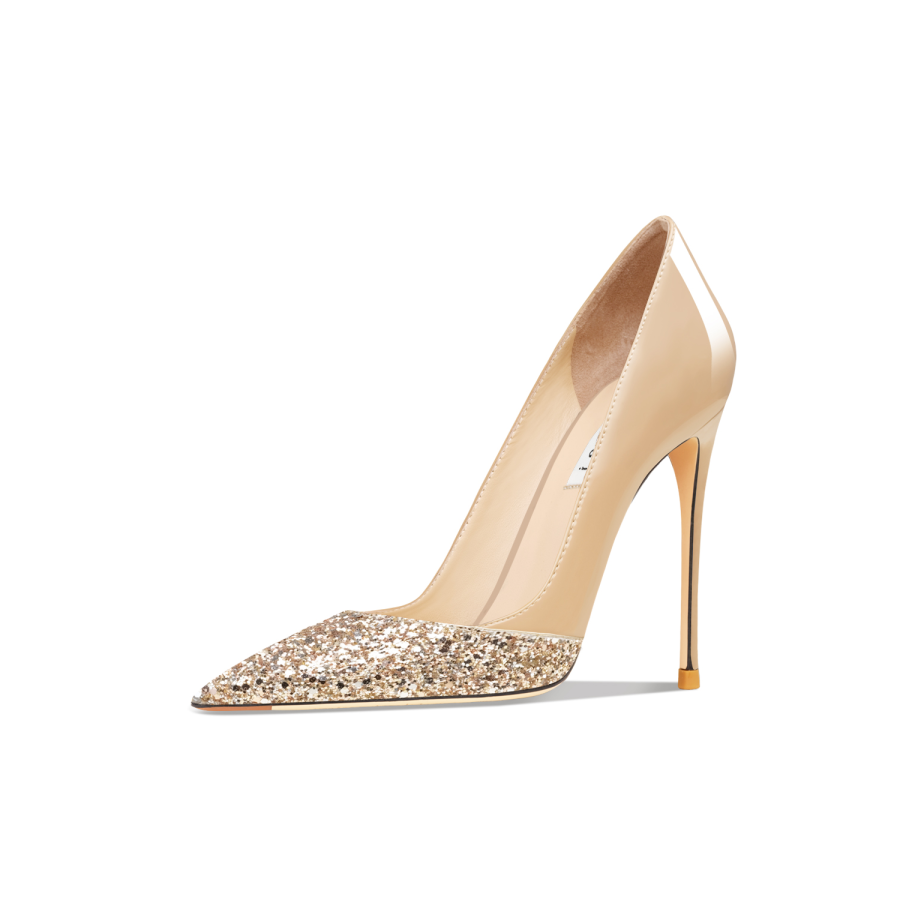 Suyymakk Fashion Slim Heel High Heels Women's Gold
