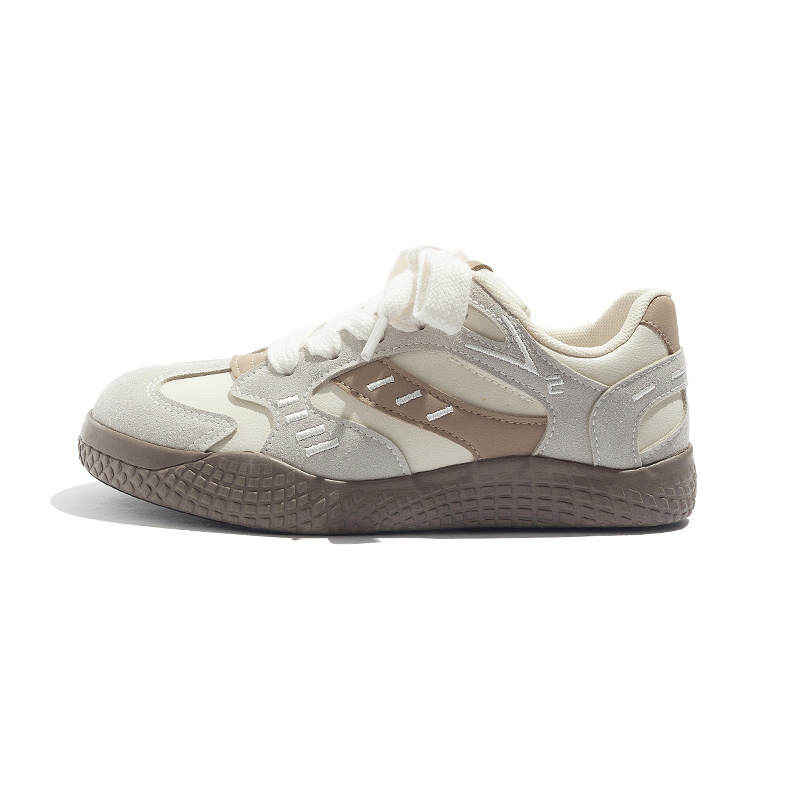 BEIER Microfiber Leather Wear resistant And Lightweight Low top Skateboard Shoes Women's Beige Brown