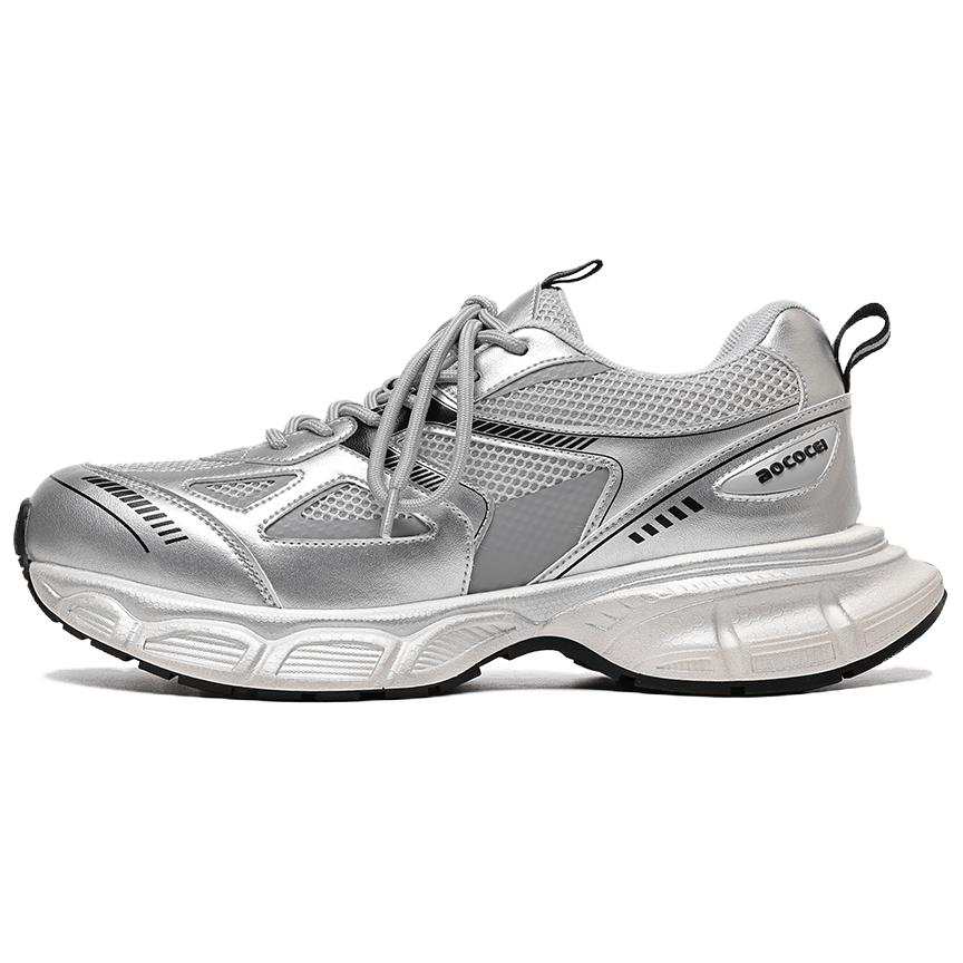 WEISHIBANGWEI WEISHIBANGWEI Mesh Breathable Height Increasing Low top Chunky Sneakers Men's Silver