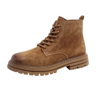 NIANZOUSUO Cow Split Leather Short Combat Boots Men's