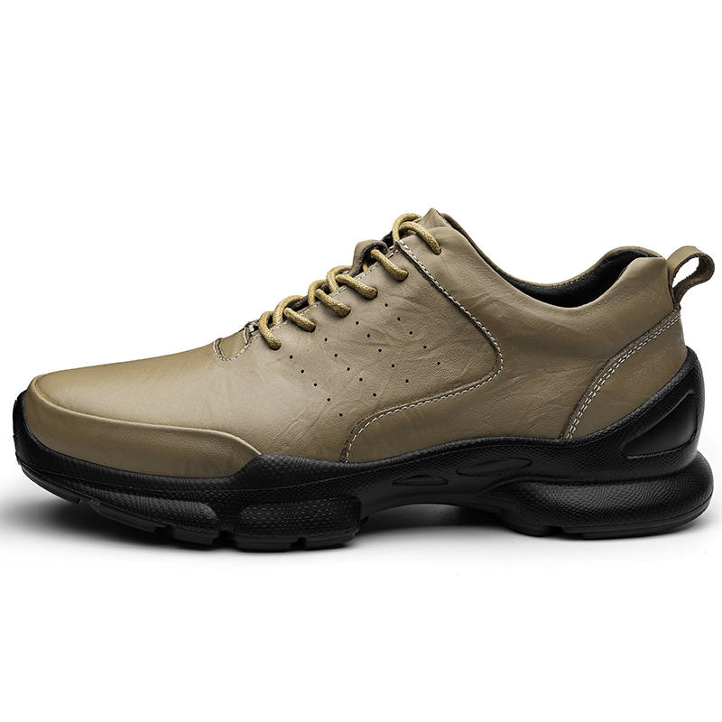 GONGNIULEITING Cow Leather Breathable Height Increasing Breathable Height Increasing Low top Casual Shoes Unisex
