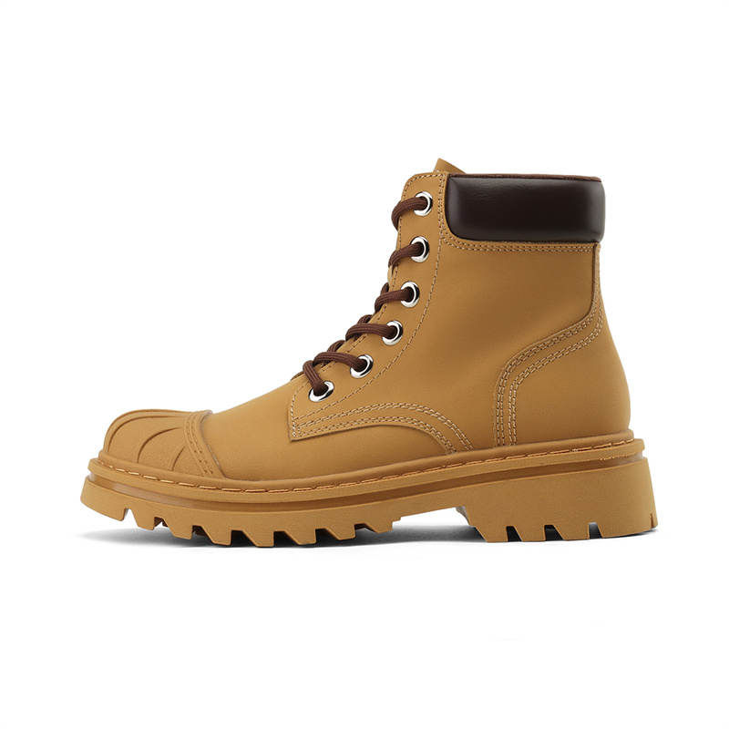 JOSINY Top Grain Pig Leather Short Mid Calf Combat Boots 4.5cm Women's