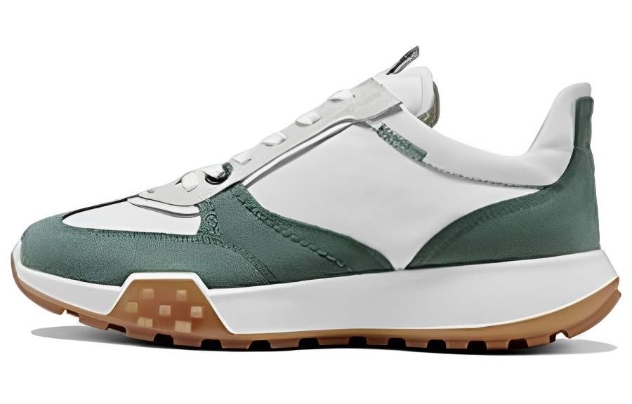 Ecco Cow Leather Comfortable And Breathable Slip Resistant Low top Sports Casual Shoes Men's Frost Green