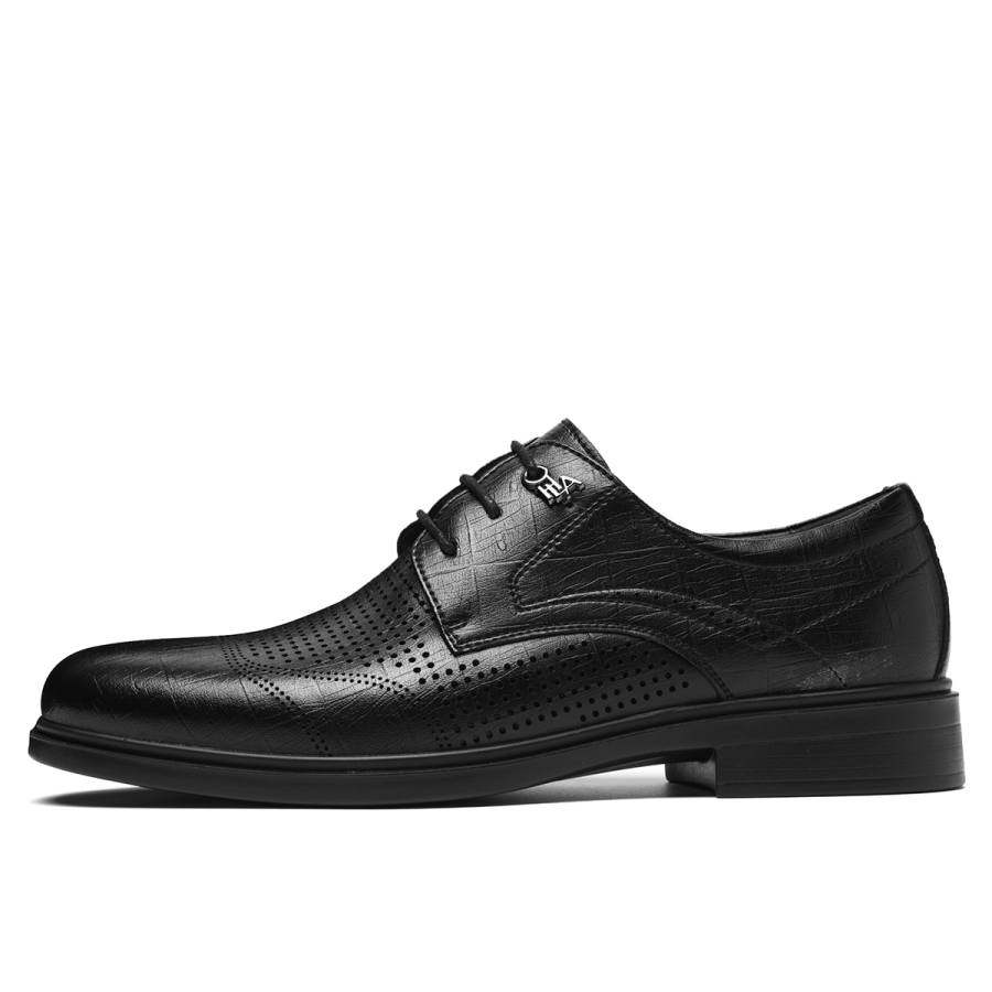 HLA Cow Split Leather Dress Shoes Men's Black